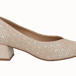 Zapato Salón Tacón Bajo Piel Beig Planta Extraible