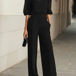 Conjunto negro pierna ancha elegante