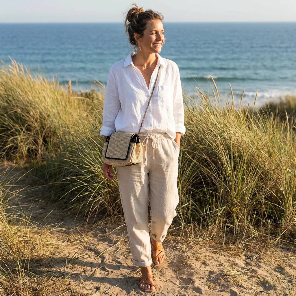Sofia | Pantalón Mujer Con Cintura Con Cordón Y Bajo Doblado | Casual - Imagen 3