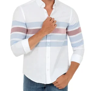 Camisa de Hombre con cierre frontal y diseño de franjas