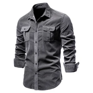 Camisa para hombre con bolsillos en el pecho y cierre de botones