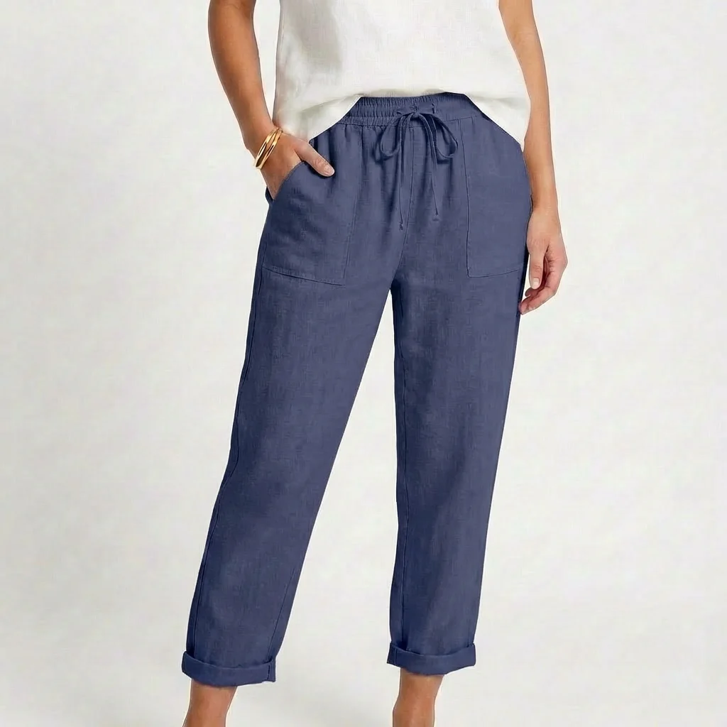 Sofia | Pantalón Mujer Con Cintura Con Cordón Y Bajo Doblado | Casual - Imagen 6