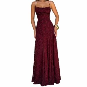 Mujer Vestido Largo con Tirantes Finos y Textura Floral